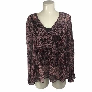 Lucky Brand Purple Floral Sheer Blouse w/ Camisole